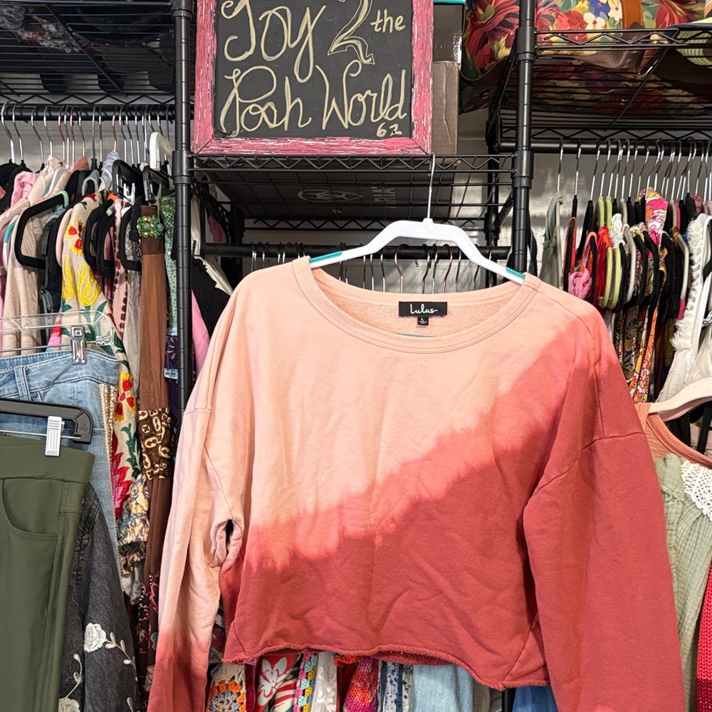 Lulu's Pink Ombre Cropped Sweatshirt